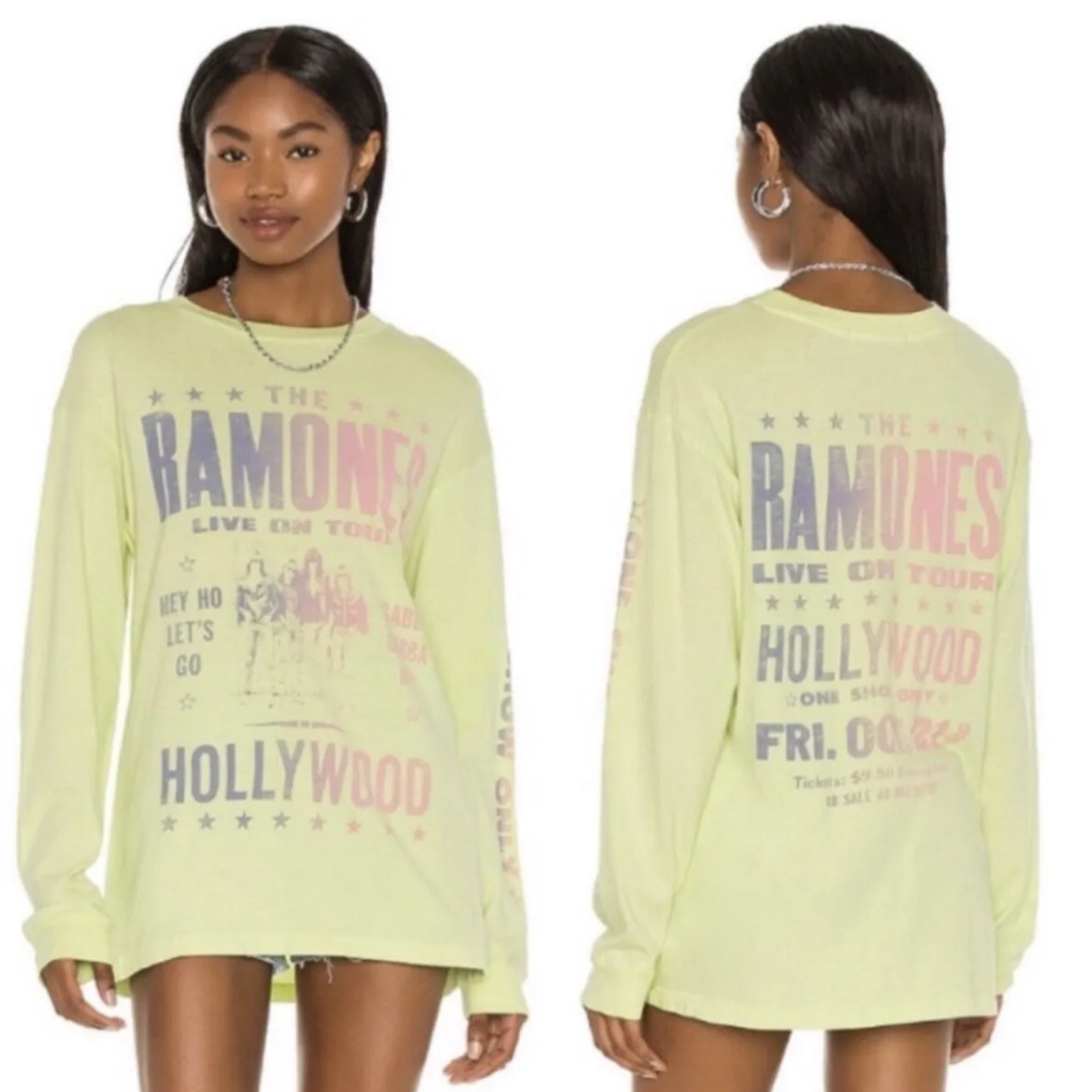 Daydreamer Ramones Hollywood Oversized Long Sleeve In Acid Yellow
